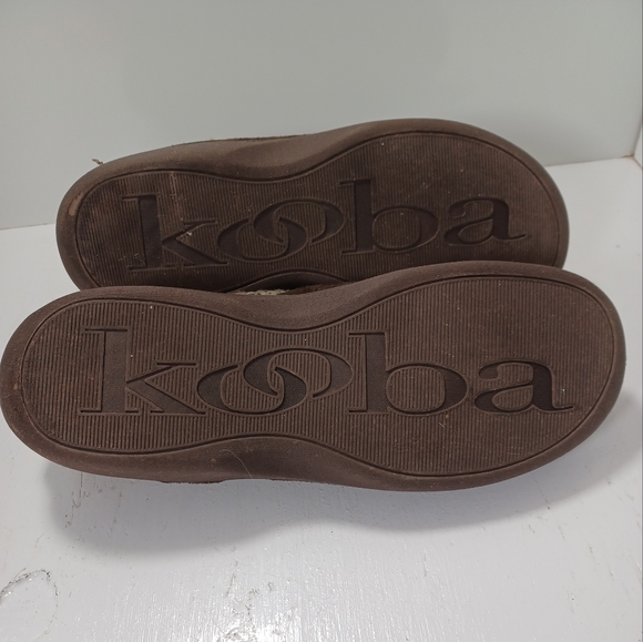 KOOBA Women's Brown Suede Faux Fur Lined Memory Foam Slippers Or Shoes - Picture 5 of 7